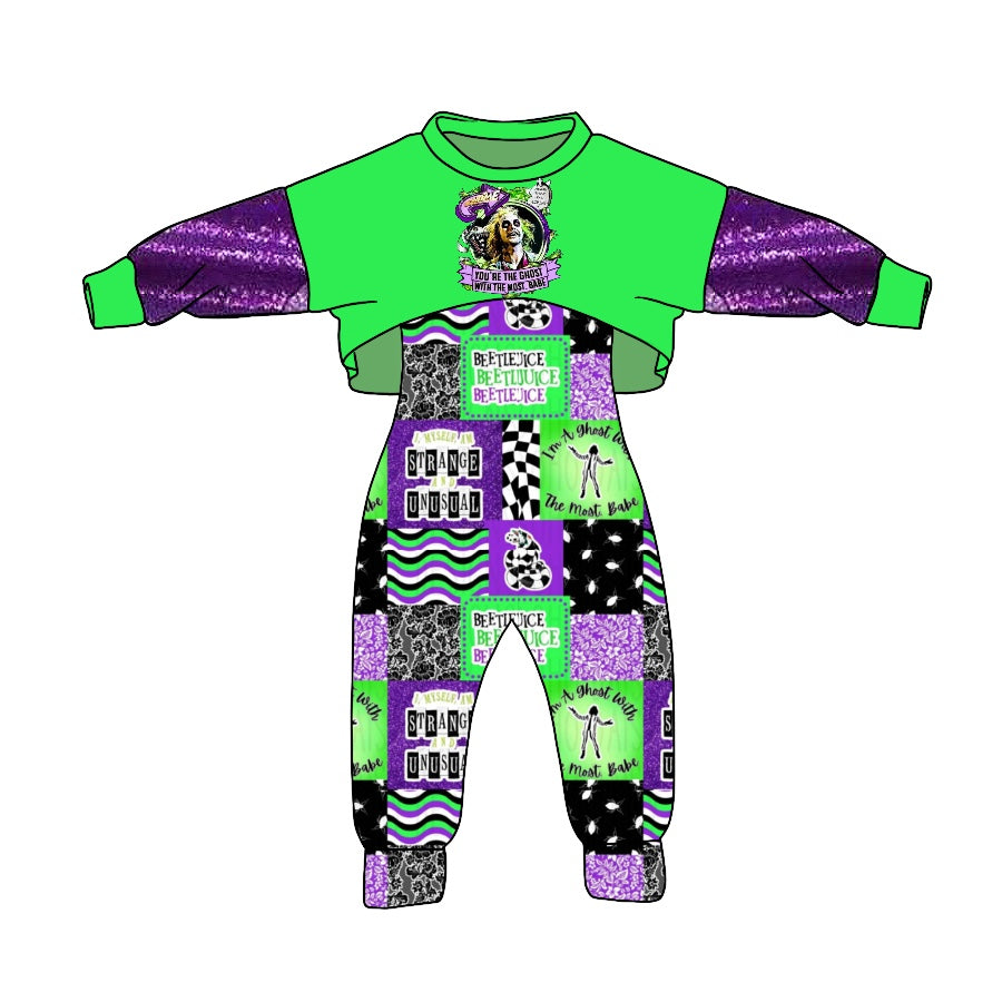 Halloween long sleeve top jumpsuit 2pcs clothes set, moq 5