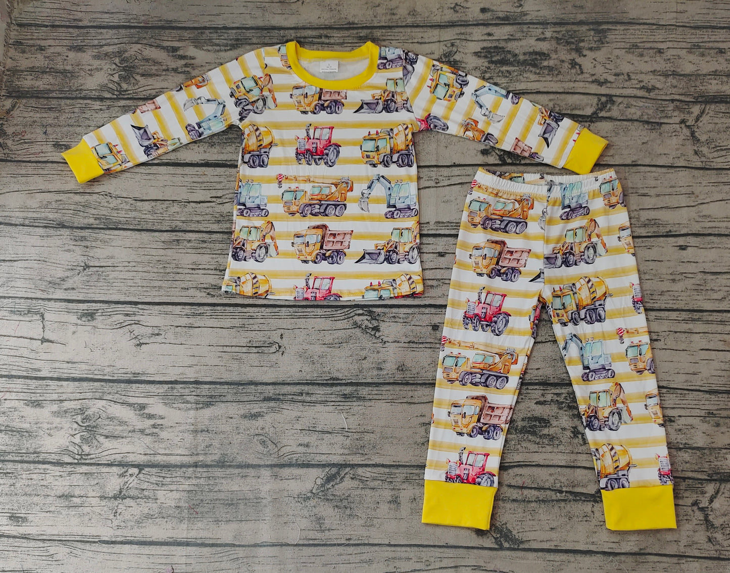 boy long sleeve tractor pajama set preorder