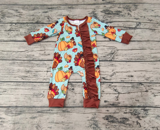 toddle girls long sleeve Thanksgiving turkey romper preorder