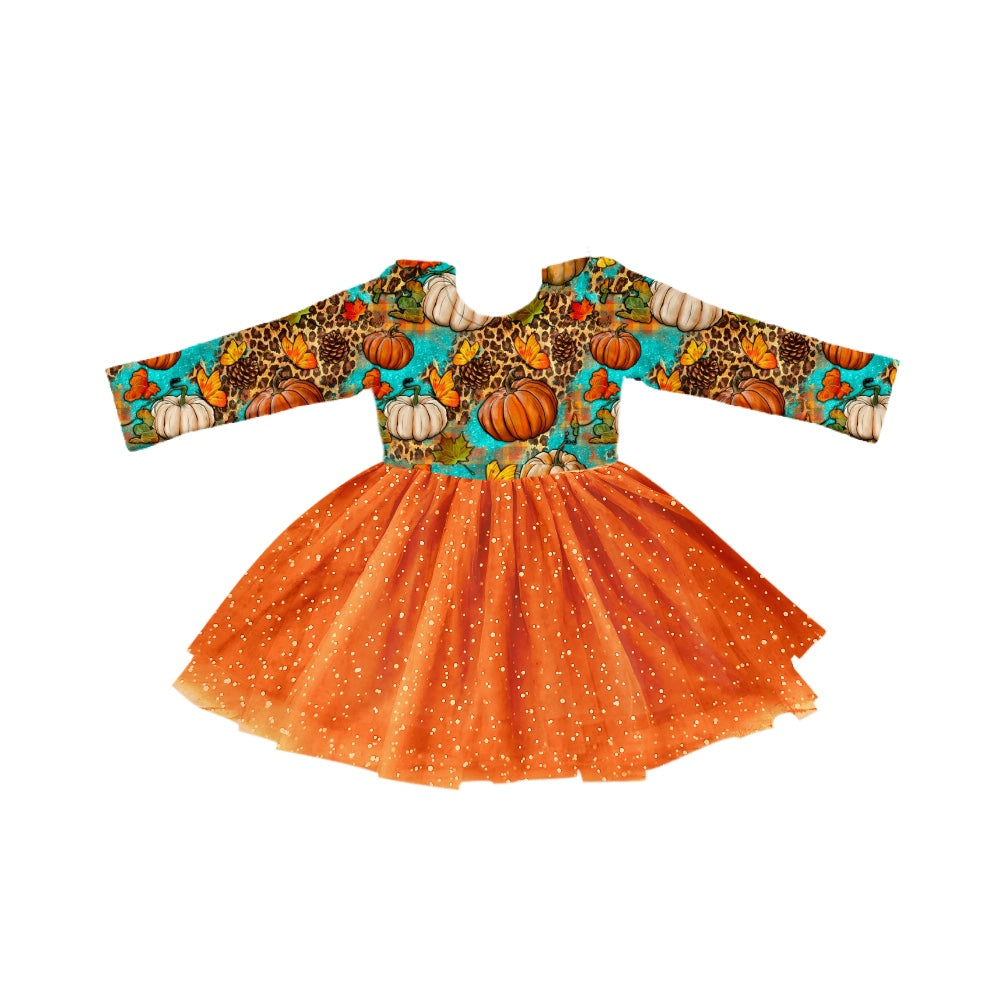 baby girls fall pumpkin boutique tulle dress