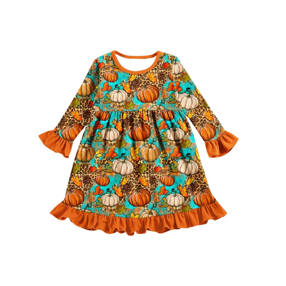 girls wholesale boutique pumpkin ruffle dress