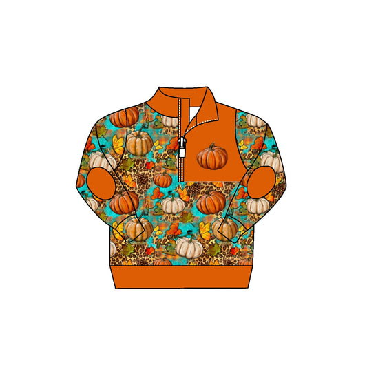 boy  long sleeve pumpkin top shirt pullover.