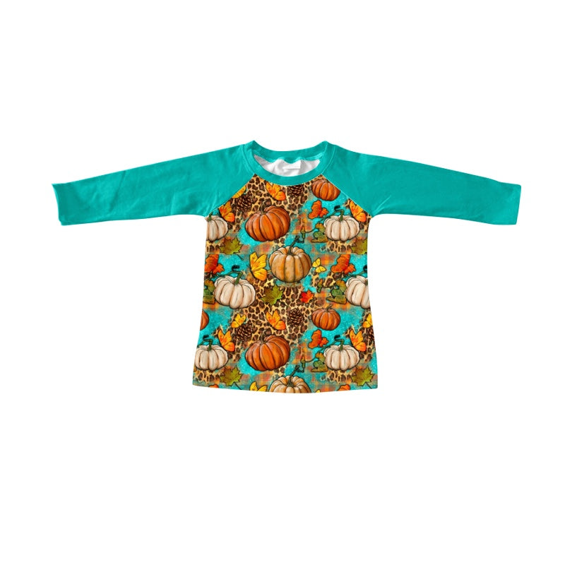 boys long sleeve pumpkin raglan t-shirt top