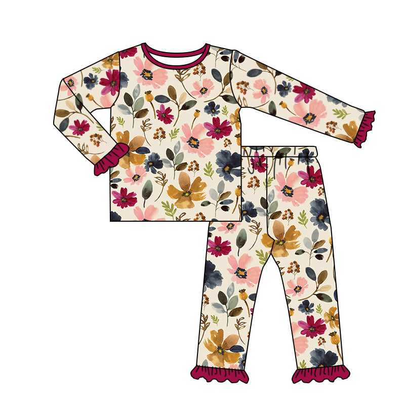 Wholesale girls floral  boutique clothing set