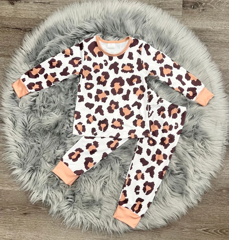 girls cheetah leopard  boutique clothing set