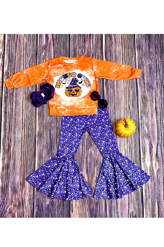 Halloween pumpkin girls outfit wholesale kids boutique clothing