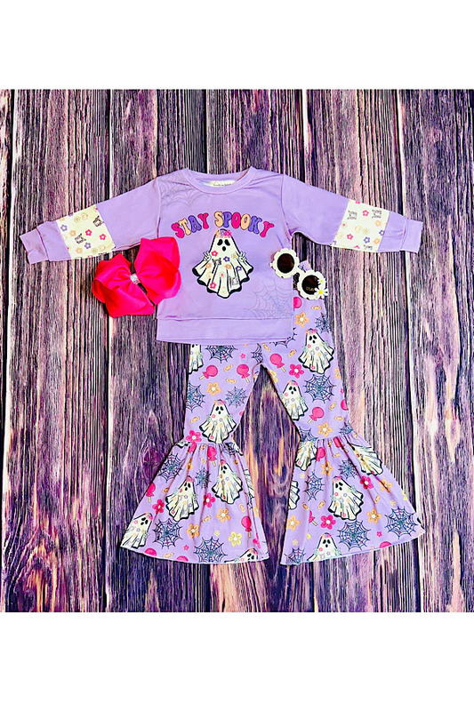 Halloween stay spooky outfit wholesale kids boutique clothing