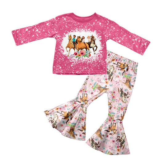 wholesale kids cartoon top matching bell bottoms clothing set preorder