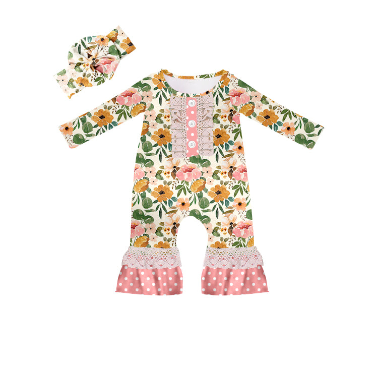 infant toddle girls long sleeve floral romper