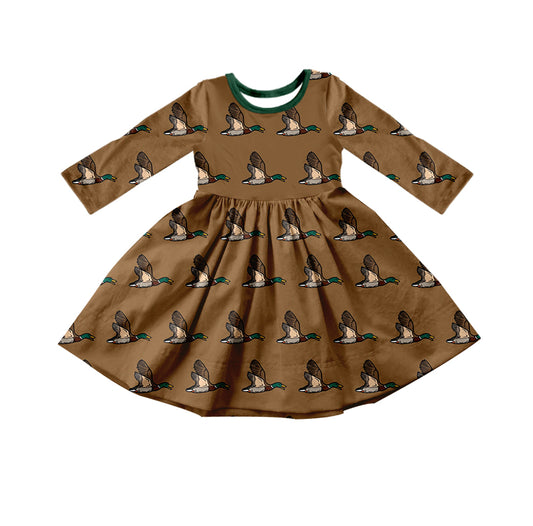 baby girls long sleeve mallard duck dress, moq 3