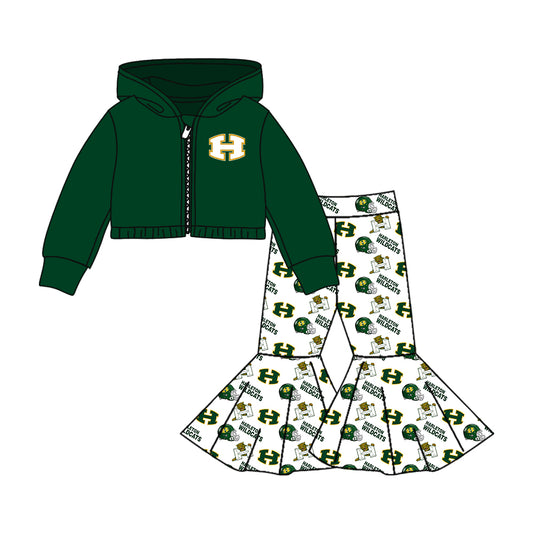 custom order baby girls football team jacket bell pants outfit ,moq 3