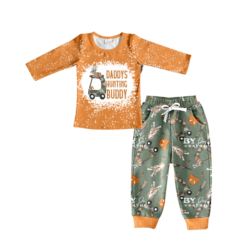 Daddys hunting buddy baby boy reindeer clothes set moq 3