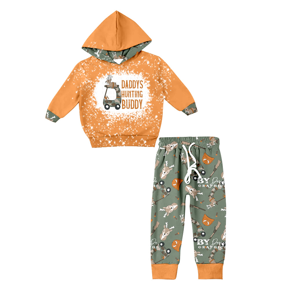 Daddys hunting buddy baby boy reindeer hoodie set moq 3