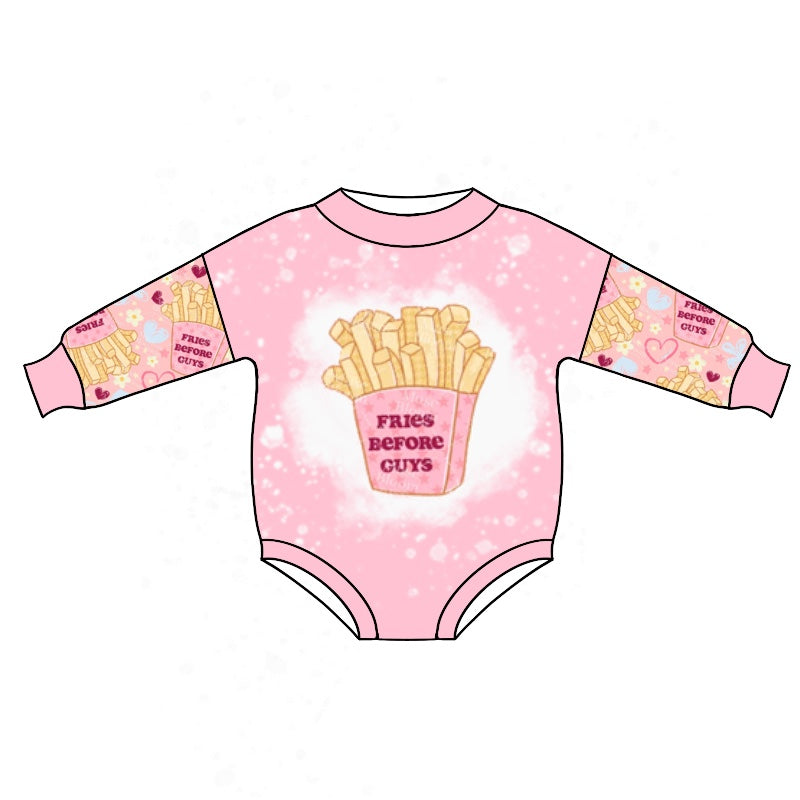 baby  long sleeve fries print romper