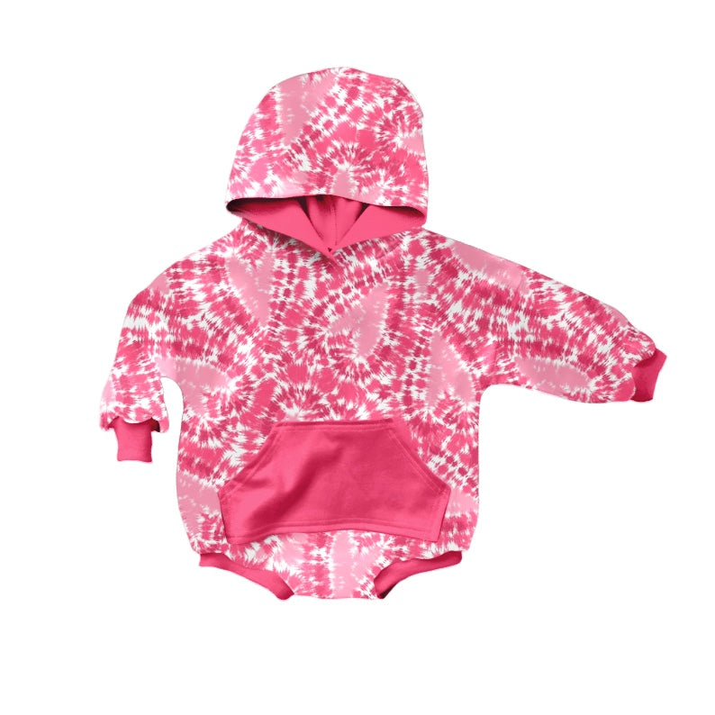 tie dye heart print valentines day hoodie romper, moq 3