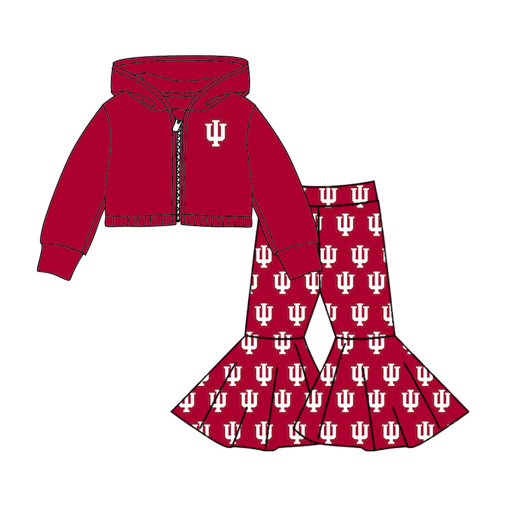 baby girls football team jacket bell pants outfit ,moq 3