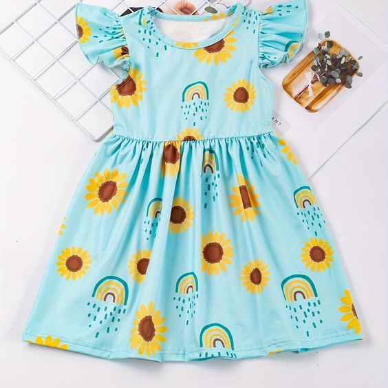 baby girls boutique sunflower dress moq 3