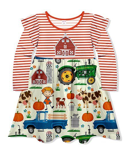 farm tractor fall pumpkin dress, moq 3