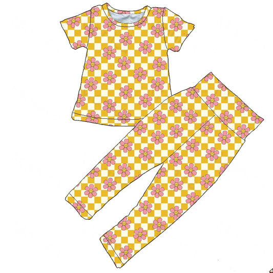 girls flower print wholesale boutique clothing set