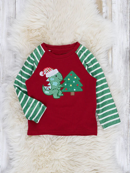 baby boy Christmas dinosaur long sleeve t-shirt