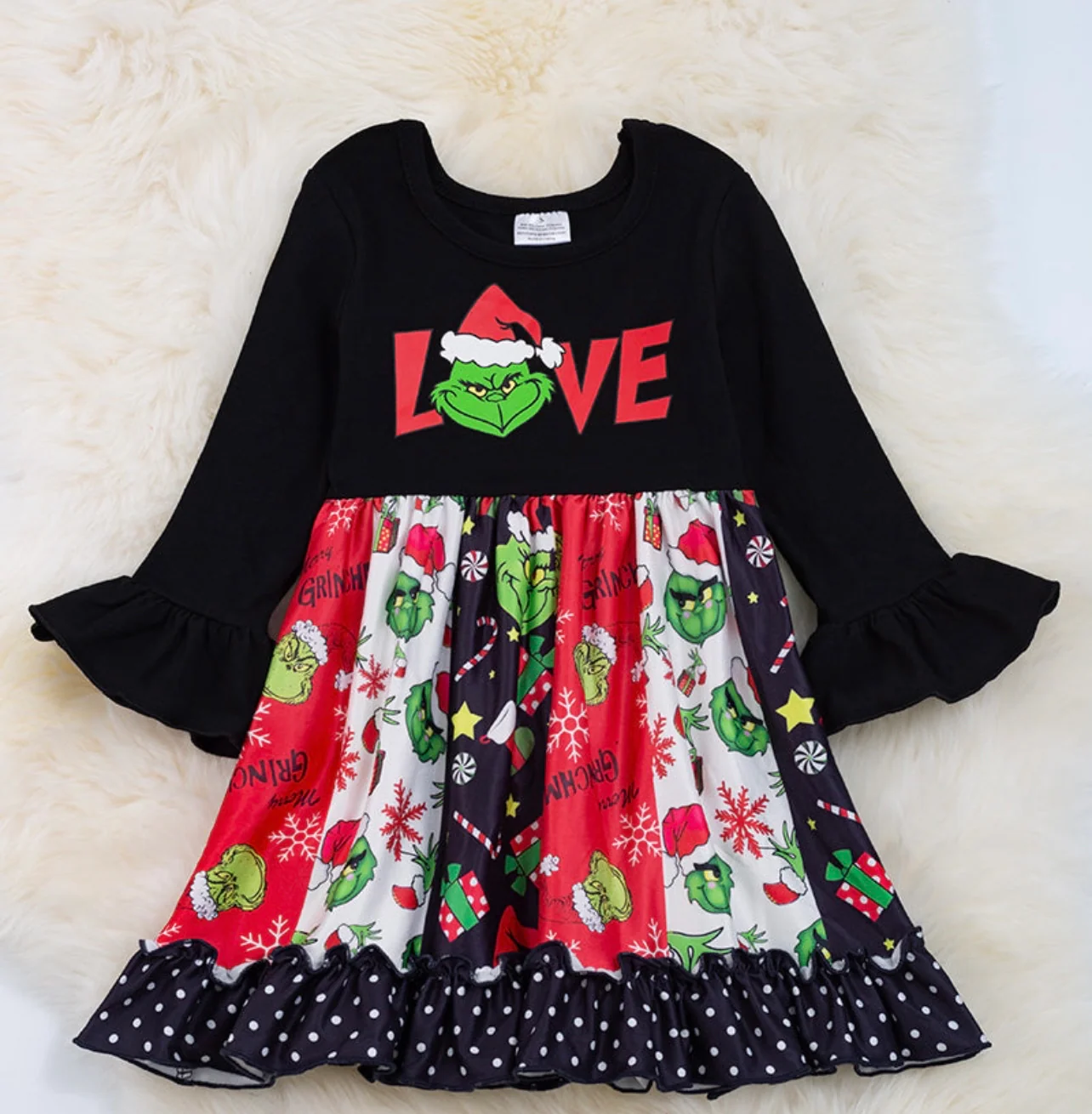 baby girls Christmas patchwork dress moq 3