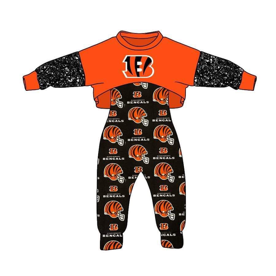 Girls game day  team top suspender 2pcs clothes set
