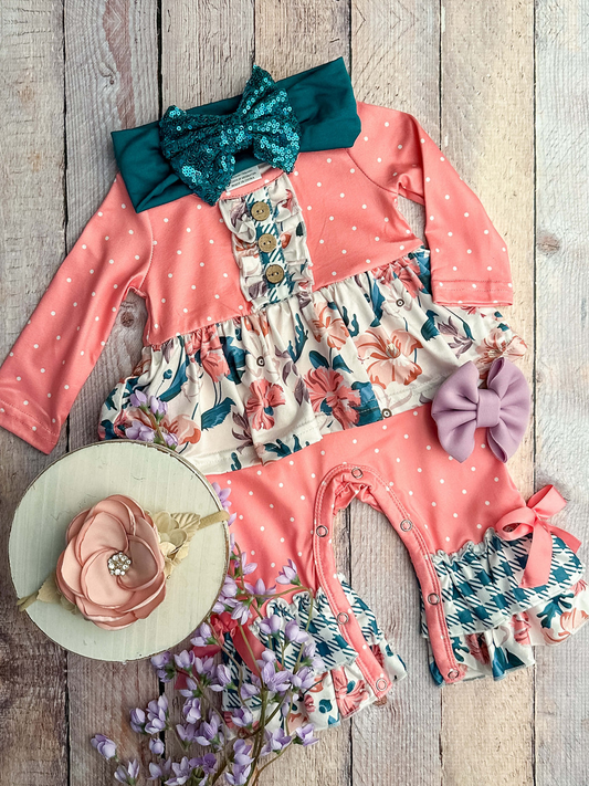 baby  long floral romper