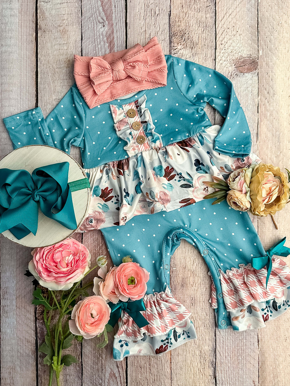 toddle girls blue  floral romper