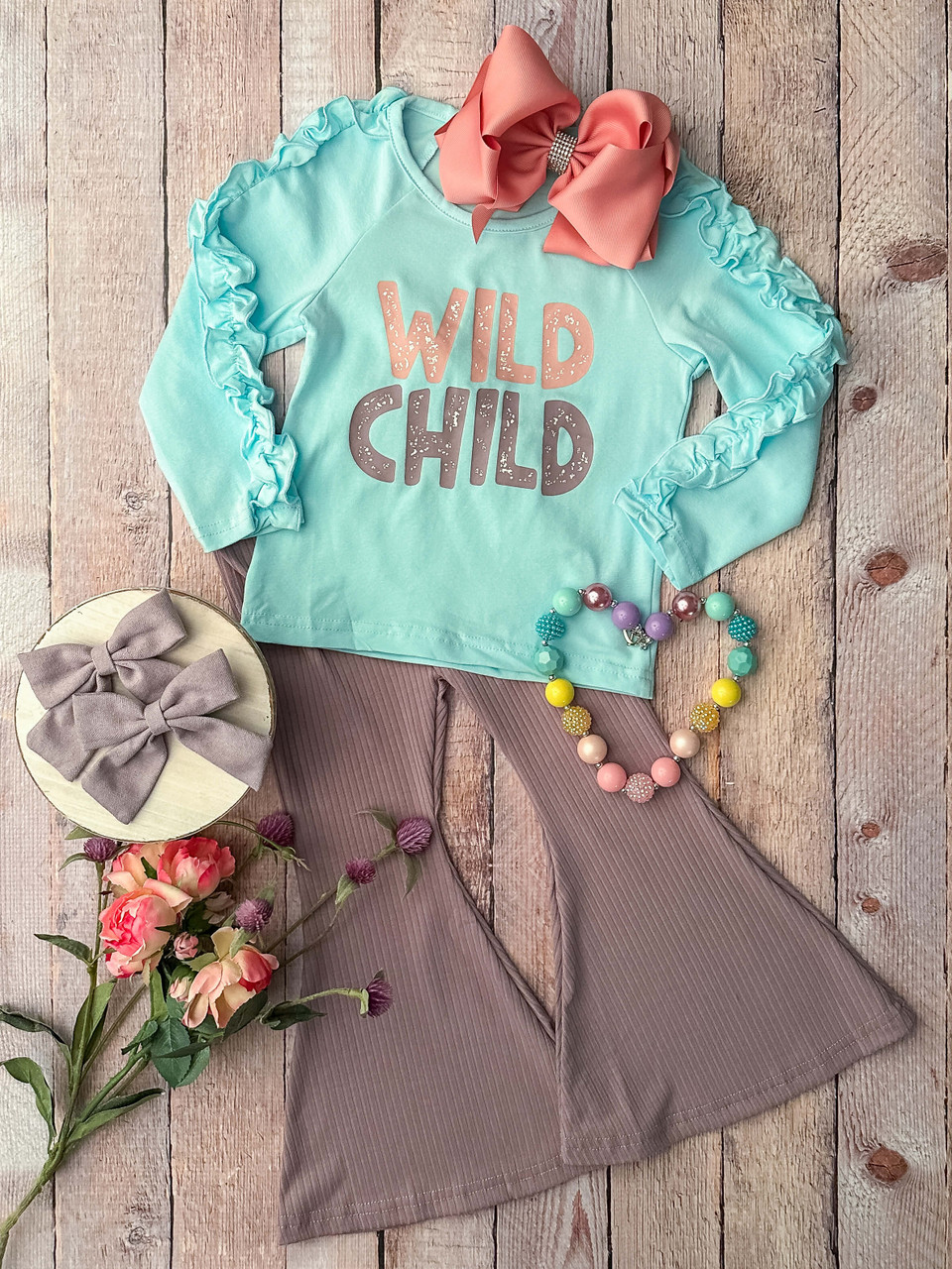 wild child baby girls boutique clothing set