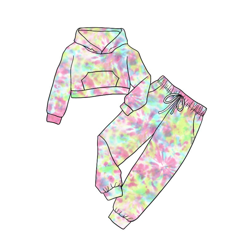 baby girls tie dye hoodie top matching pants outfit