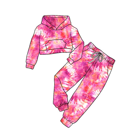 baby girls tie dye hoodie top matching pants outfit