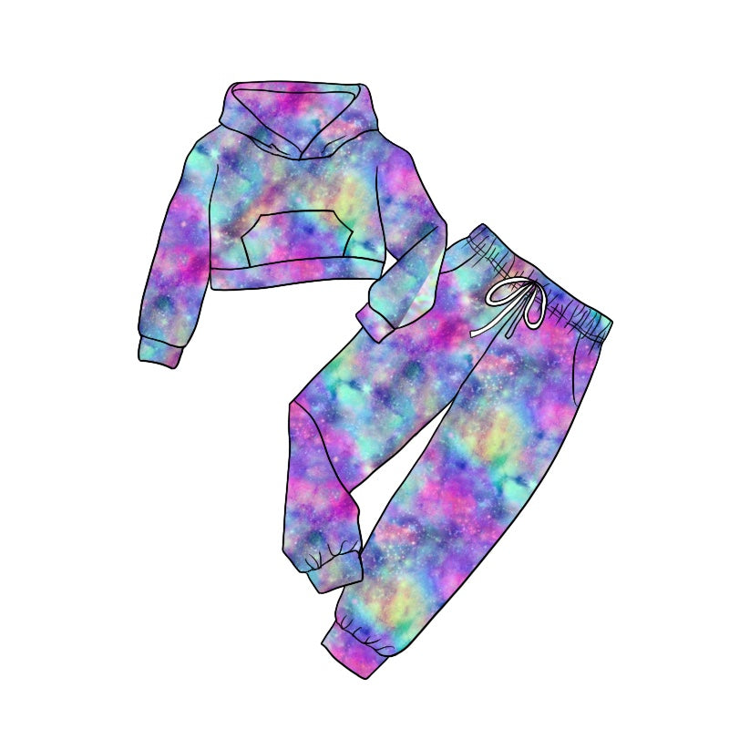 baby girls tie dye hoodie top matching pants outfit