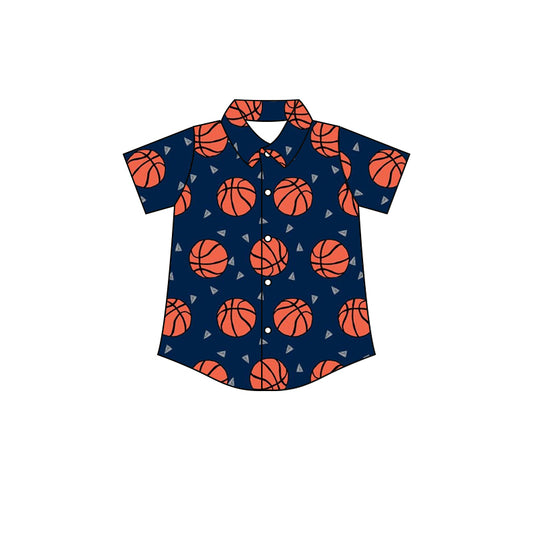 baby boy short sleeve basketball button down t-shirt