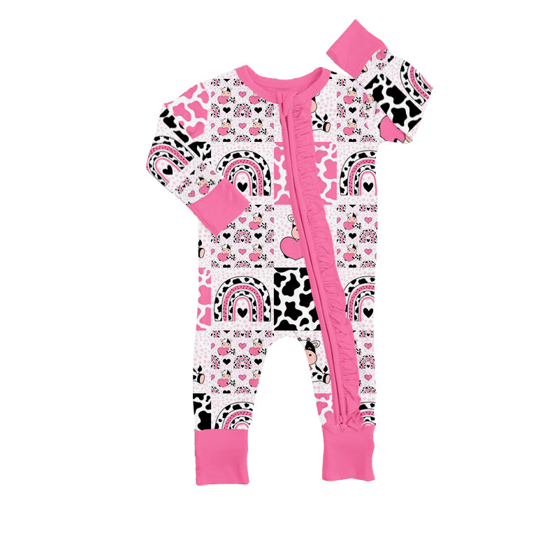 baby girls farm cow animal romper