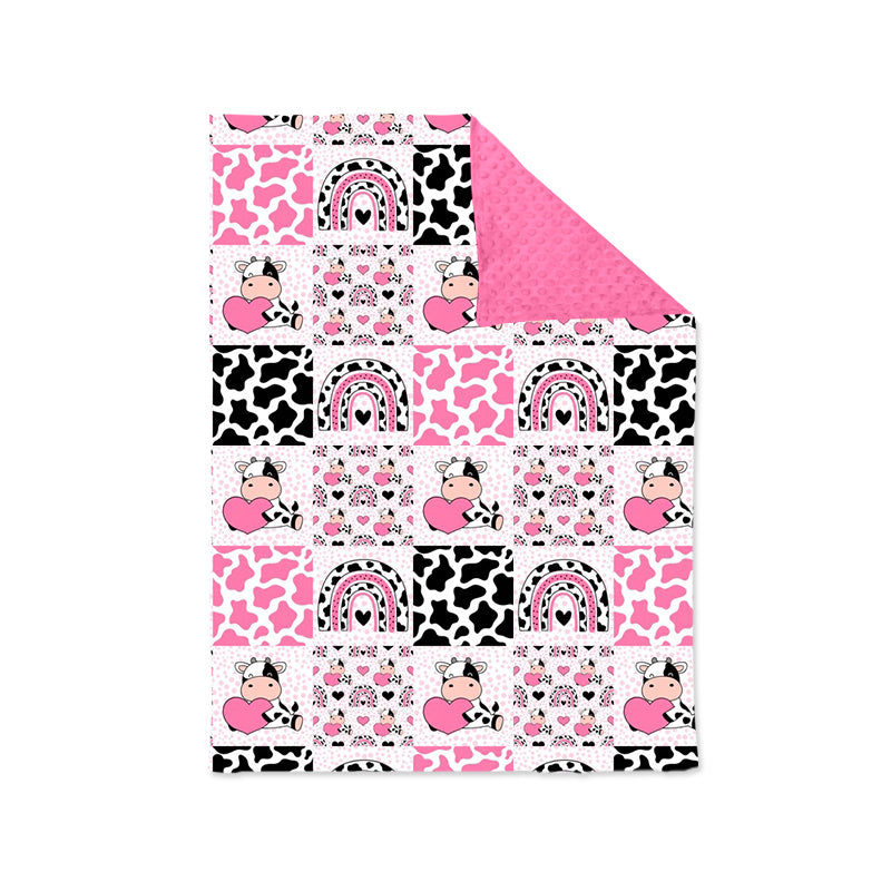 infant toddle girls farm cow heart print blanket