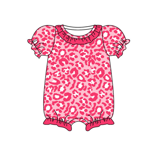 newborn infant baby hot pink cheetah leopard romper