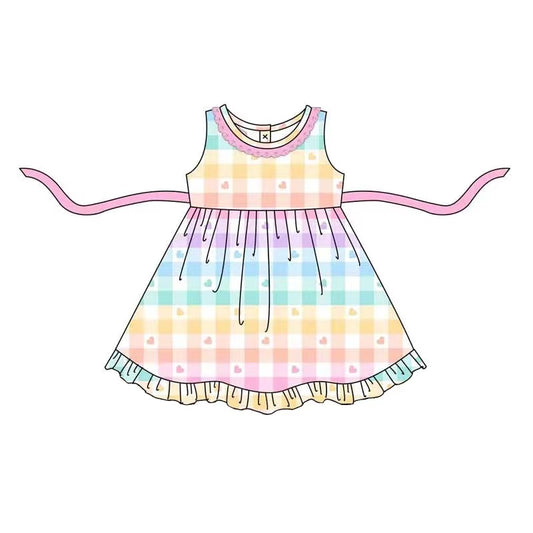 kids girls baby heart checkered valentines day dress preorder