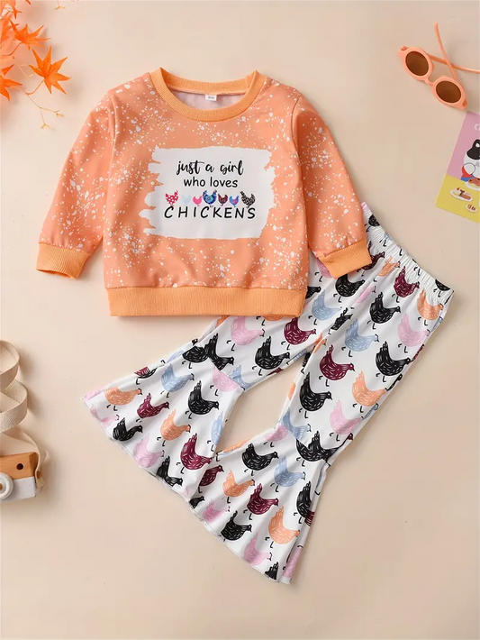 Just a girl who loves chickens long sleeve farm animal outfit