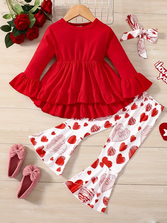 Valentines day baby girls clothing set