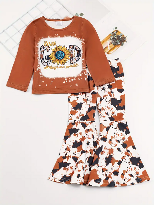 sunflower brown cowhide girls fall winter outfit