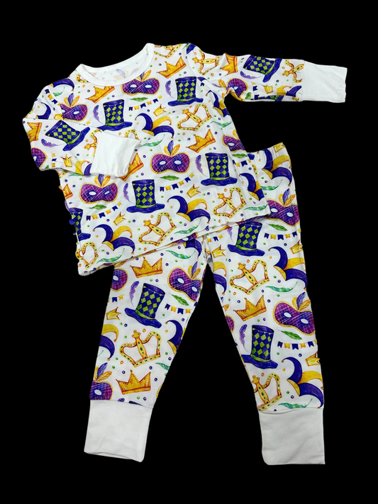 baby girls mardi gras long sleeve pajama set