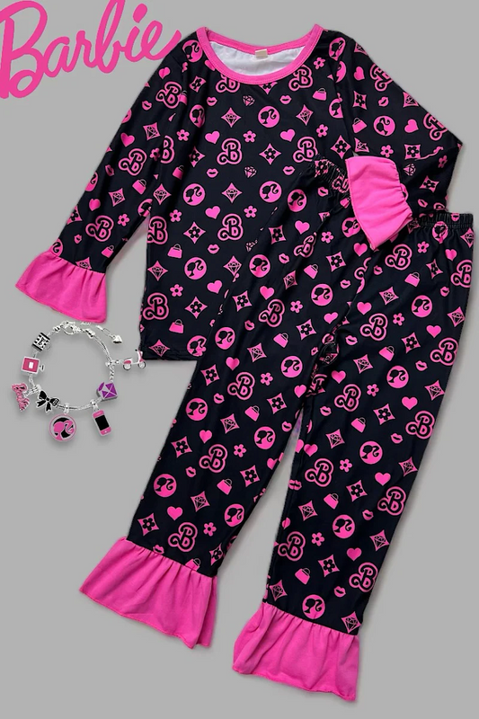 pink doll baby girls long sleeve pajama set