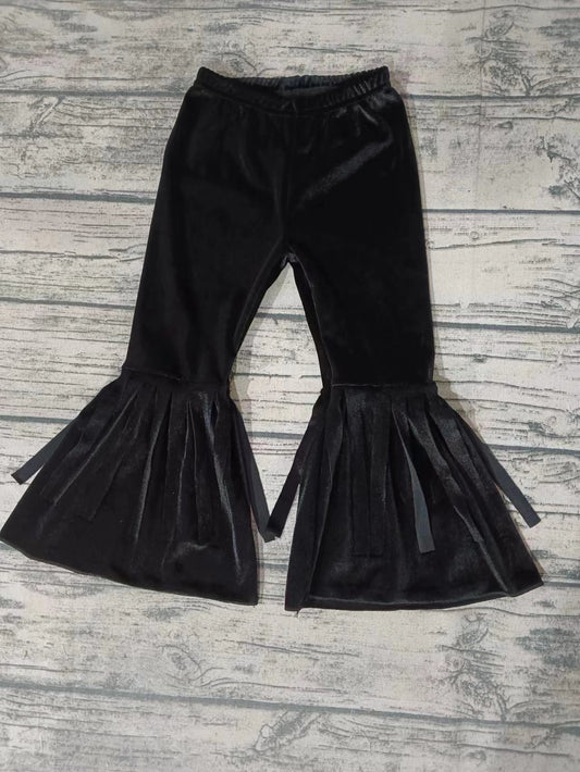 baby black velvet tassel bell bottoms