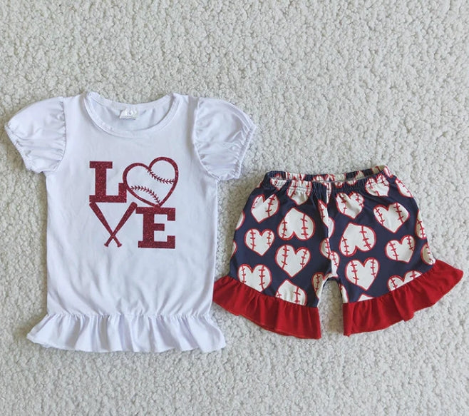 toddle girls baby kids love baseball outfit