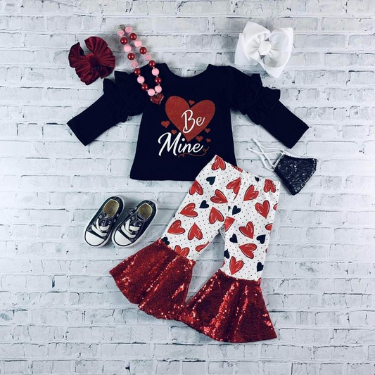 be my valentines day sequins ruffle pants outfit