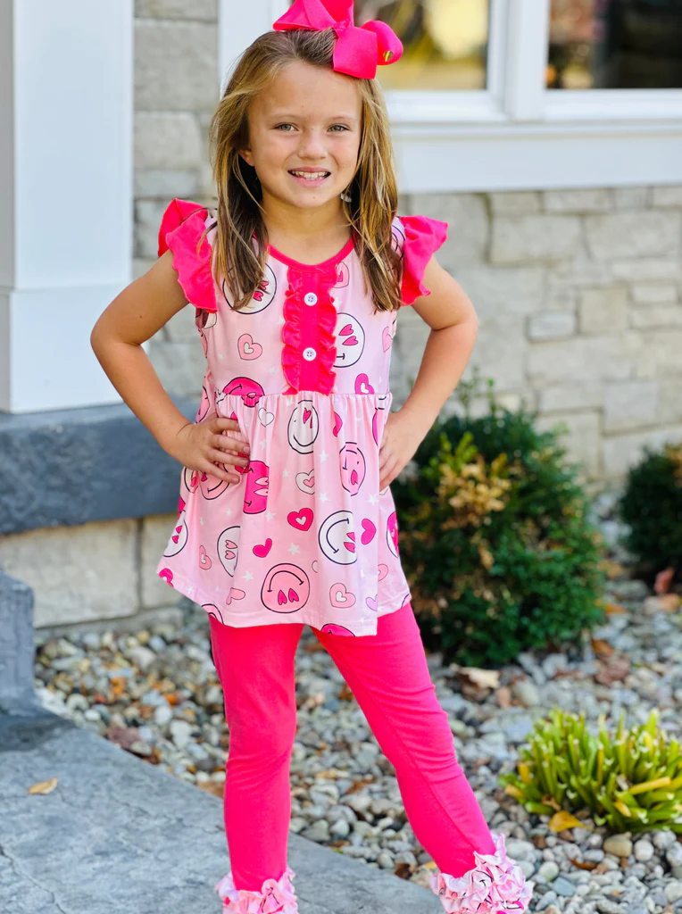 wholesale girls Valentines day heart clothing set