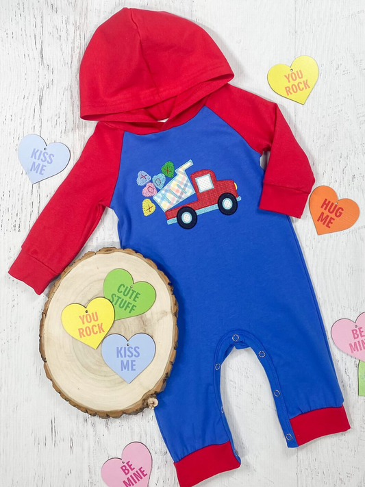 baby boy  long sleeve valentines romper