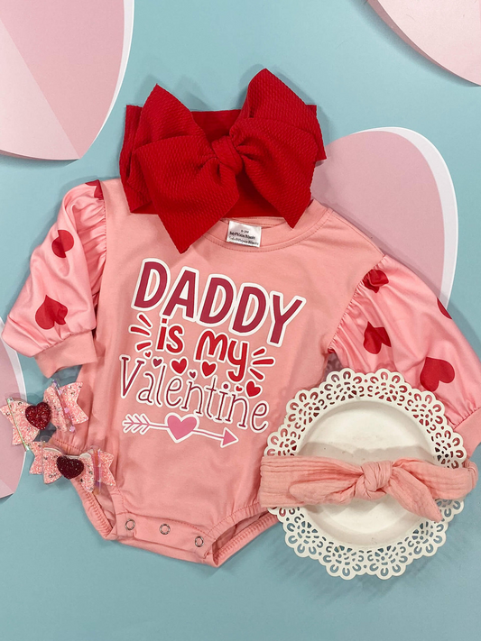 daddy is my valentine long sleeve romper