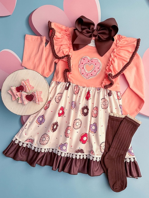 baby girls valentines heart donut dress