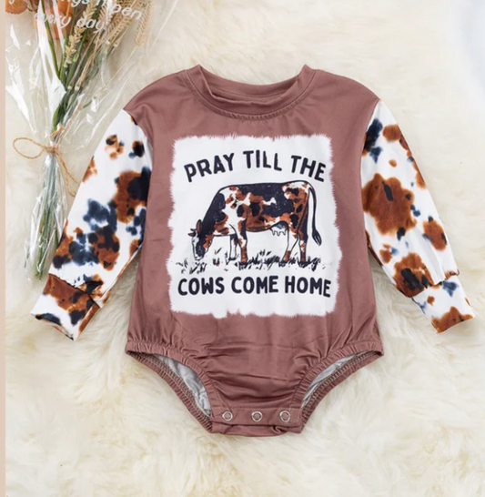 baby boy farm cow romper